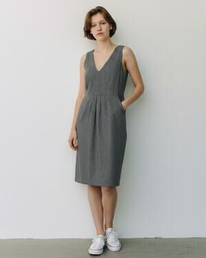 SILENCE + NOISE GRAY HERRINGBONE WOOL-BLEND SHEATH DRESS SIZE 12 PREPPY FALL